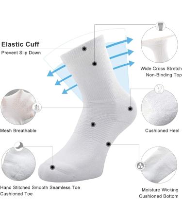 Busy Socks 4 Pack Non-binding Diabetic Crew Socks for Men Women - Large-X-Large - 4 Pairs White - Buy Online on GoSupps.com