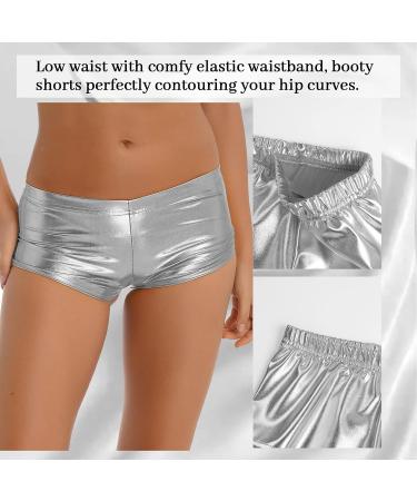 Linjinx Women's Silver PVC Shiny Booty Dance Shorts - X-Large - Buy Online on GoSupps.com