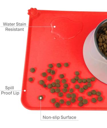 Buy Toplory Waterproof Non-Slip Silicone Feeding Mat for Dogs & Cats - 53x37cm Red | International Shipping Available - Buy Online on GoSupps.com