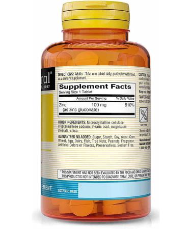 Zinc 100mg 100 Tablets - Boost Immune System & Support Overall Health - Buy Online on GoSupps.com