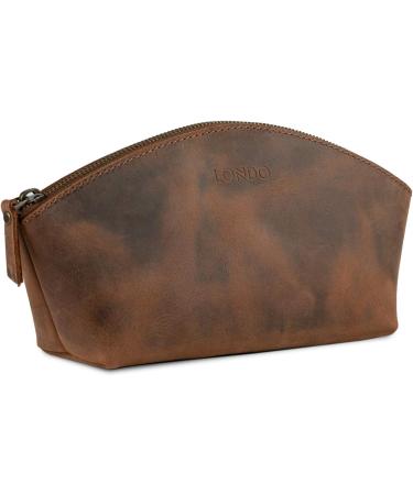 Londo Real Leather Gondola Style Handbag - Unisex Cinnamon Dopp Kit for Cosmetics Toiletries & Shaving - Buy Online on GoSupps.com