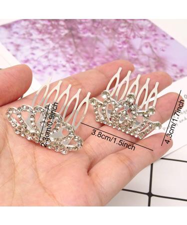 Honbay 4PCS Mini Crystal Rhinestone Crown Hair Comb Princess Tiara - 1.7x1.5x0.9inch - Buy Online on GoSupps.com