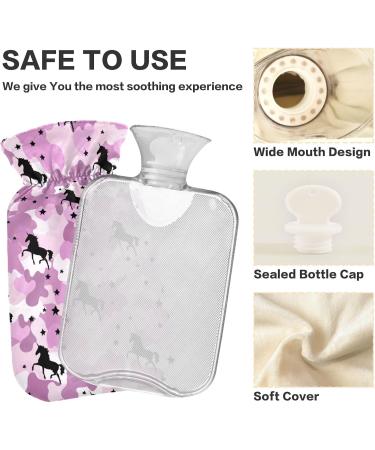 NAANLE CAMO Horse Heat Bottle - 1L Transparent Hot Water Bottle for Bed & Pain Relief - Hand & Foot Warmer for Warmth & Cold Therapy - Buy Online on GoSupps.com