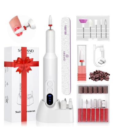 SAVILAND Electric Nail File: 2024 Flawless White Nail Drill PRO&Portable with12 Basic Nail Drill Bits| Nail Art Faster Removal Light Weight &Friendy Nail Supplies&Exquisite LOVER Gifts