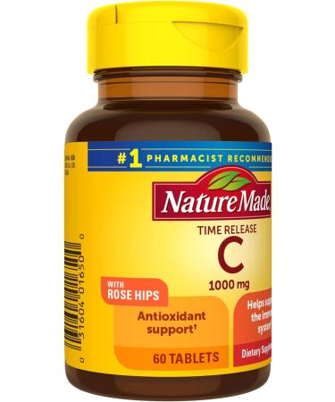 Nature Made Vitamin C 1000mg with Rose Hips | Immune Support 60 Time Release Tablets - Buy Online on GoSupps.com
