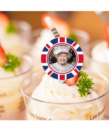 Zceplem British Flag Food Cupcake Picks Union Jack Flag Patriotic Decorations Cake Toppers - Food & Cupcake Picks for 2022 Queen's 70th Jubilee Queen Avatar - Buy Online on GoSupps.com