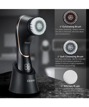 Electric Facial Cleansing Brush with 4 Brush Heads for Deep Exfoliating and Massaging - Rechargeable and Waterproof - For Women & Men - Black & Rose Gold - Buy Online on GoSupps.com