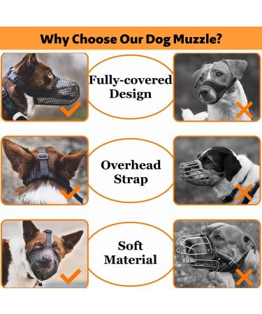 Dog Muzzle Soft Nylon Dog Muzzles Adjustable Breathable Pet Mask Dog Training Mesh Muzzle Prevent Dog Biting Barking Licking Eating and Chewing for Small Medium Large Dogs(L Black) - Buy Online on GoSupps.com