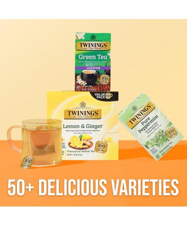 Twinings Lemon & Ginger Herbal Tea Individually Wrapped Bags - Naturally Caffeine-Free - 100 Teabags - Buy Online on GoSupps.com