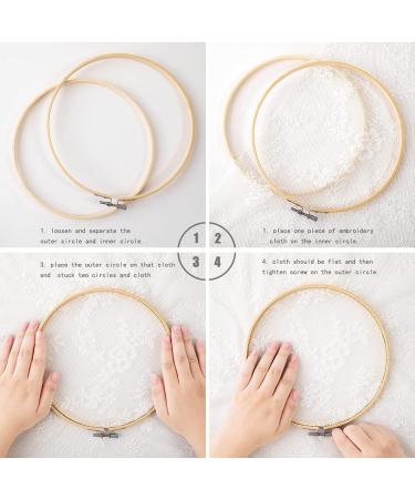 Matchne 8 inch Embroidery Hoop Set - 12PCS | Bamboo Wooden Hoops for Cross Stitch & Needlework Crafts - Buy Online on GoSupps.com