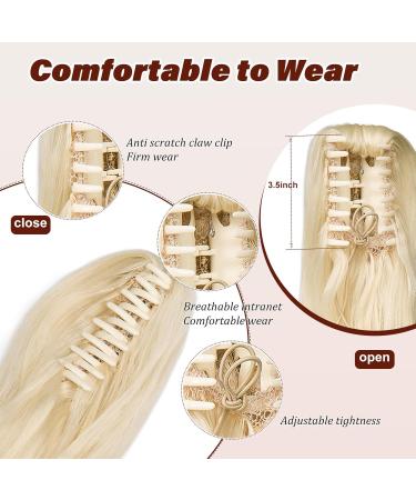 Dcbaboo 45cm Wavy Ponytail Hair Extension - Clip-in Braid with Clamp - Bleach Blonde Synthetic Hair - 140g Long Hair Accessory - Buy Online on GoSupps.com