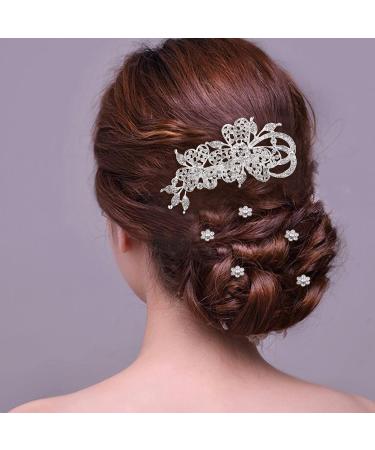 40 Pack Silver Rhinestone Hair Combs & Pins Set - Wedding Headpiece Accessories for Women & Brides - Buy Online on GoSupps.com