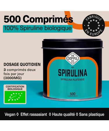500 Organic Spirulina Tablets | Maximum Dose 3000mg Organic Spirulina Algae | 100% Natural Appetite Suppressant - Detox | Vegan Ecological Protein | Antioxidant | Increases Energy | Plastic Free - Buy Online on GoSupps.com