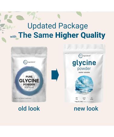 Micro Ingredients Glycine Powder 1KG - Supports Restful Sleep & Neurotransmitter - 1000mg Per Serving - Water Soluble - USA Made - Buy Online on GoSupps.com