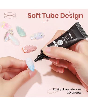  SUPWEE 3D Nail Art Gel 15g Transparent 3D Sculpture Multifunction DIY Painting 5D Nail Polish 3D Embossed Candy Nail Art Manicure Decoration - Buy Online on GoSupps.com