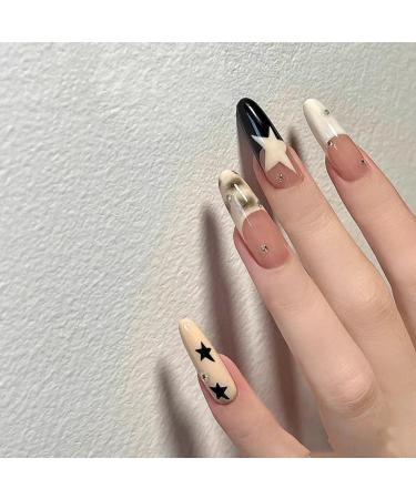 KEMKEY Handmade Nail Art Wear Nail Hand-painted Stars White False Nails Removable Long Models(Small) 1 count (Pack of 1) - Buy Online on GoSupps.com