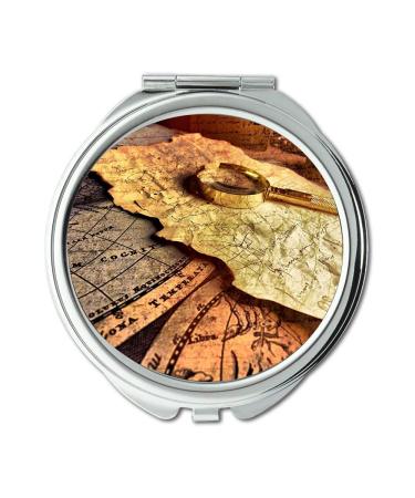Mirror Compact Mirror Map Wallpaper map america Pocket Mirror portable mirror