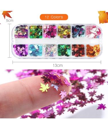 ACDOKUK 12 Colors Autumn Blatt Nail Art Glitter Sequins Perfect Thin Decals for Stunning Autumn Nail Art Decoration - Buy Online on GoSupps.com