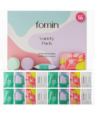 FOMIN - Foaming Hand Soap Tablets (16 Count) - Makes 128 fl oz (16 x 8 fl oz) - Variety Pack Foaming Hand Soap Refills, Sustainable Soap Tablets for Hands