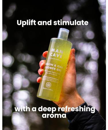ManCave Lemon and Oak Shower Gel 500ml | Vegan & Sulphate Free | Infused with Lemon Oil & Aloe Vera | Refreshing Aroma | Made in the UK - Buy Online on GoSupps.com