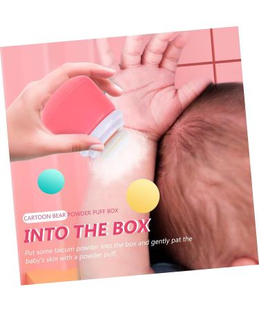 PLAFOPE 2pcs Bear Powder Puff Box | Travel Baby Powder Container Set - Pink | Food Grade PP | Baby Powder Lotion, After-Bath Powder, Sponges | 10X7CM - Buy Online on GoSupps.com