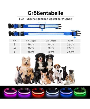 LED Luminous Dog Collar - Waterproof 7 Color Change Adjustable Light for Night Safety - Fits Small Medium Large Dogs (Blue 48-60cm) - Buy Online on GoSupps.com