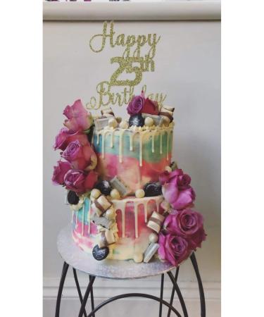 LissieLou Happy 9th Birthday Cake Topper in Pretty Glitter Card Made in the UK - Green - Buy Online on GoSupps.com