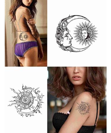 Tattoonova Temporary Tattoos for Women - Sun, Moon & Flower Designs - 6 Sheets - Body & Face - Party Favors - TA 5 - Buy Online on GoSupps.com