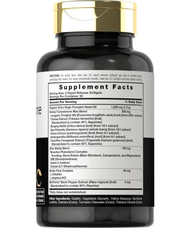 Carlyle Testosterone Power for Men | 60 Non-GMO Rapid Release Softgels | Gluten Free Supplement for Optimal Performance - Buy Online on GoSupps.com