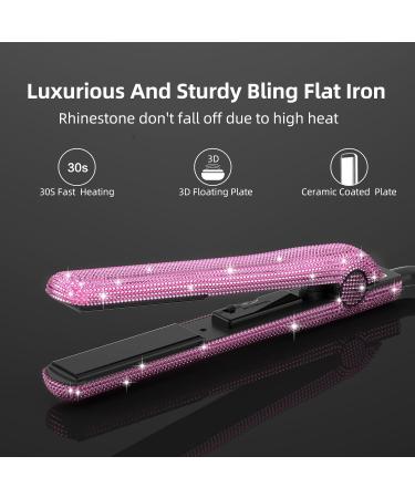 250-500 F Flat Iron for Black Women | Rhinestones Hair Straightener for 4C Hair | Bling Diamond Dual Voltage Salon Quality Red Hair Straightener - Buy Online on GoSupps.com