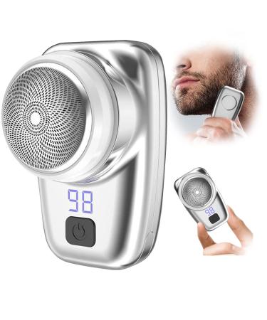 Mini Shaver Portable Electric Shaver,Electric Razor for Men,Mini-Shave Pocket Portable Shavers,USB Rechargeable Waterproof Shaver Wet and Dry Use Suitable for Home,Car,Travel Gift for Father Husband Silver