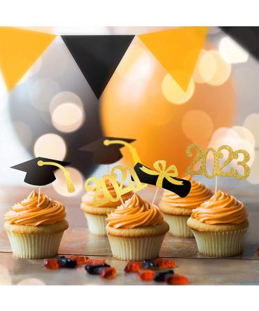 48pcs 2023 Graduation Cupcake Toppers Baking Decoration Exquisite Grad Cap Set Food Appetizer Picks For Graduation Party Graduation Toppers - Buy Online on GoSupps.com