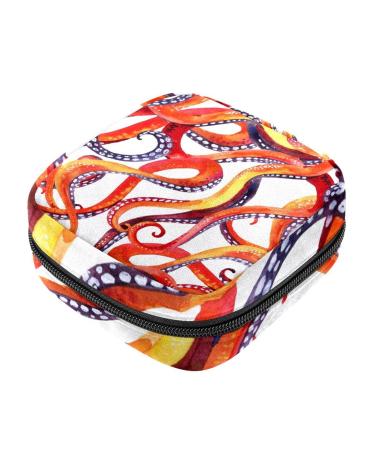 Menstruation pad bag with zipper women's napkin bag tampons collective bags for women and girls (watercolor octopus pattern) Color 5