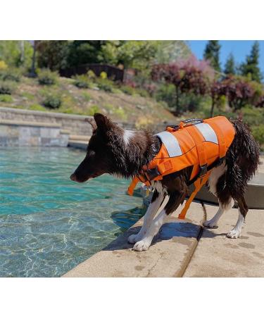 Wallpage Dog Life Jacket - Classic Stripes Tearproof Adjustable Size Strong Rescue Handle for Swimming & Boating (Orange Size S: Chest Girth 42-53cm) - Buy Online on GoSupps.com
