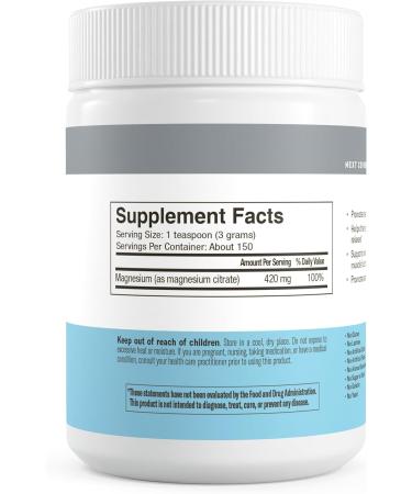 Magnesium Citrate Powder Pure Magnesium Powder Drink Mix for Relaxation Digestion & Muscle Support Made in USA Gluten-Free Vegan Magnesium Supplement for Adults & Children 16 oz - Buy Online on GoSupps.com