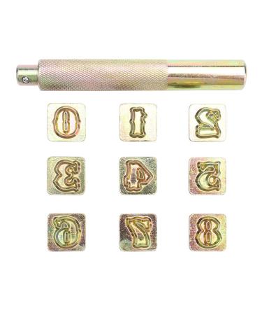 Yoption 10 Piece Leather Stamping Tool Set  Number 0-8 Stamps 13mm + 1 Stamping Handle for Leather Craft
