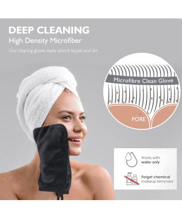 Kinhwa Washcloths & Microfiber Washing Gloves - Soft Reusable Terry Slimming Glove 15cm x 20cm 3-Piece Set - Black - Buy Online on GoSupps.com