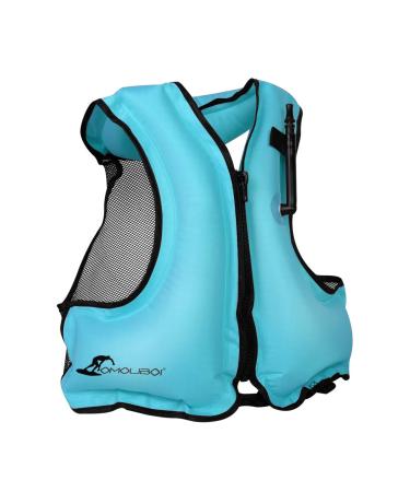 OMOUBOI Floatage Jackets Inflatable Snorkel Vest Adult Swimming Jacket for Diving Surfing Swimming Outdoor Water Sports Suitable for 90-220lbs (Blue)
