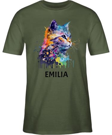 Personalized Cat Lover T-Shirt for Men - Custom Name Gift | Shirtracer - Army Green XXL - Buy Online on GoSupps.com