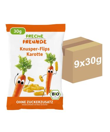 FRECHE FREUNDE organic crispy carrot flips no added sugar snack for children and babies from 1 year vegan pack of 9 (9x30g) - Buy Online on GoSupps.com