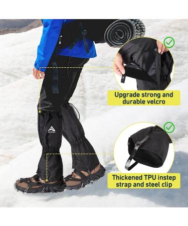 TAYOVSZY Waterproof Breathable Leg Gaiters for Men and Women - Adjustable Lightweight Gaiters for Hiking, Hunting, Mountaineering - Snow Gaiters for Boots - Black - Buy Online on GoSupps.com
