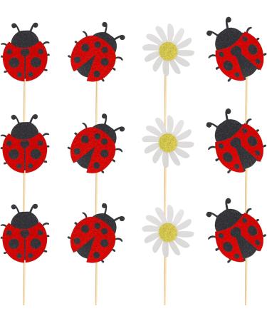 Arthsdite 24Pcs Ladybug Cupcake Toppers Flowers Insects Cupcake Picks Garden Theme Baby Shower Kids Birthday Party Cake Decorations Supplies - Buy Online on GoSupps.com
