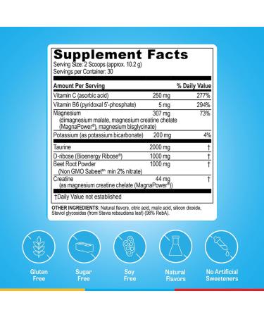 Brain Bean Brain Cardio Electrolyte Mix - Mandarin/Orange Flavors - Heart & Brain Support with Magnesium Taurine Potassium D-Ribose Beet Root & Vitamin C - 30 Serving - Buy Online on GoSupps.com