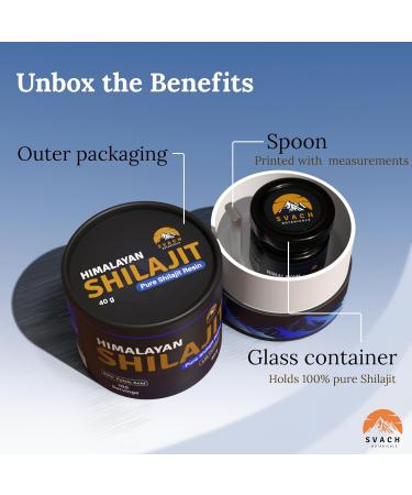 Svach Botanicals Gold Grade Himalayan Shilajit Resin for Men & Women - 40g (100 Servings) | Lab Tested 80% Fulvic Acid High Potency with 85+ Trace Minerals - Buy Online on GoSupps.com