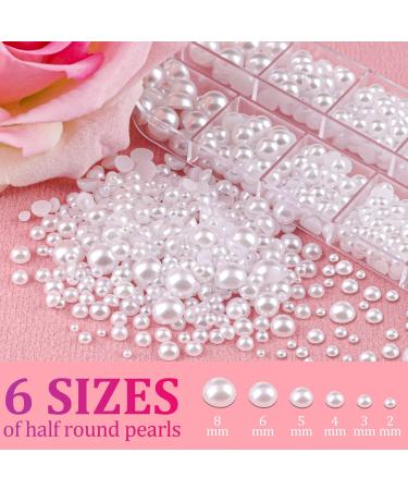 2700 Pcs Flat Back Pearls Kit - White & Beige Half Round Pearls with Pickup Tool for Nail Art, Face Makeup, and Crafts - Buy Online on GoSupps.com