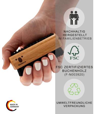 Eco-Friendly Double-Sided Hand & Nail Brush - FSC Beech Wood Ergonomic Design Made in Germany - Quoala Wild Boar Bristles for Deep Cleaning Manicure & Pedicure - Buy Online on GoSupps.com