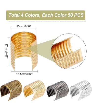 PandaHall 200pcs Metal Clip End Caps for Jewelry Making - 4 Colors Leather Rope Fasteners for Bracelets, Necklaces, and DIY Crafts - Buy Online on GoSupps.com