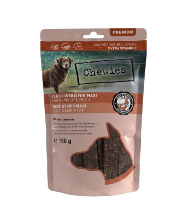 Chewies meat stripes maxi dog lizard made of 100% wild meat - 150g - meat strips maxi for dogs - dried wild chest stripes for dogs - sugar -free & grain -free meat from wild animals wild 150 g (1 Pack)