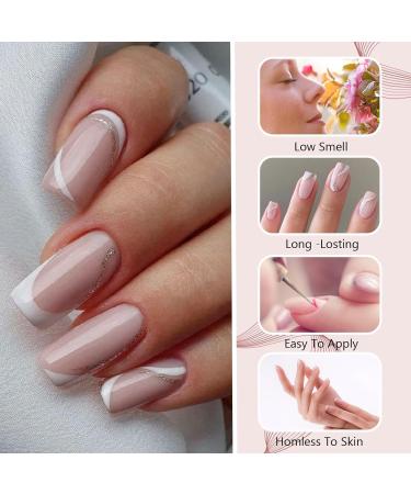 Rechoo Liner Nail Gel Polish-10ML*2 Nude & White Glitter Gel Nail Polish for Fineliner Nail Art Matte and Shimmer French Manicure Nail Polish Shellac Color Gel with thinner Brush F-2-Nude & White Glitter - Buy Online on GoSupps.com