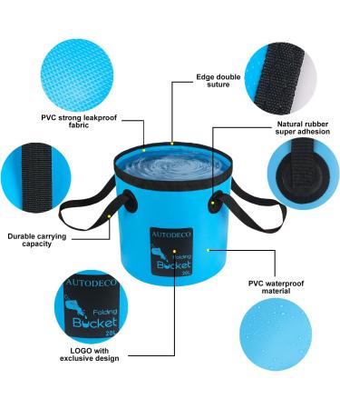 AUTODECO Collapsible Bucket 5 Gallon - Portable Wash Basin for Outdoor Activities - Blue, 20L Capacity - Buy Online on GoSupps.com